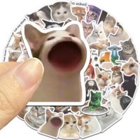 50PCS Fun Funny Popular Cat Sticker MEME Creative Waterproof PVC Decorative Water Cup Laptop Phone Case DIY Decal