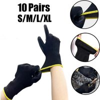 10 Pair Black Nylon PU Coated Gloves Breathable Non Slip For Factory Machinery Gardening Woodworking Outdoor Safety Work Gloves