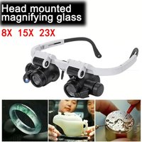 XMSJ Magnifying Glass 8X/15X/23X Jeweler Watchmaker with LED Light Telescopic Headband Magnifier Glasses Reading Loupes Eyewear