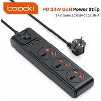 Toocki C35 Power Strip Electric Socket Grounding 2M Extension Cable 3AC Outlet 2 USB-C 2 USB-A PD 20W Fast Charging Charer