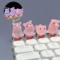 Cute Cartoon Universal Transparent Pink Pig Key Caps DIY Hand-Made Personalized Mechanical Keyboard Dedicated Keycaps