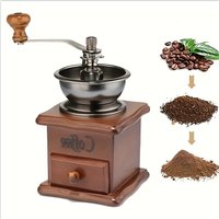 1PCS Vintage Manual Coffee Grinder Burr Hand Crank Coffee Grinders Wooden Vintage Style Hand Coffee Grinder Classic Coffee