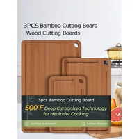 3PCS Bamboo Cutting Board Solid Wood Non-slip Cut Vegetable Fruit Board for Kitchen Chopping Board Durable Wood Cutting Boards