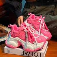 2026 Heavy Industry Leather Strap Thick-Soled Dad Shoes Women's Trendy Shoes Height-Enhancing Casual Sneakers
