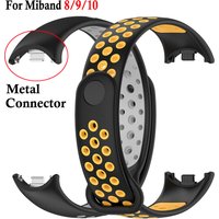 Metal Connector Strap for Xiaomi Mi Band 10 9 8 NFC Silicone Sport Bracelet Pulseira Correas for Xiaomi Miband 10 9 8 Bracelet