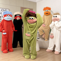 5 Colors Hot Big Mouth Monster Cute Funny Onesie Pajamas Thickened Coral Fleece Homewear For Couples Men Women Autumn Pajama