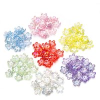 30pcs 12mm Acrylic Flowers Beads Colorful Five Petals Flower Loose Beads for clothing accessories