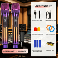 Wireless Microphone 2.4G UHF Dual Channel Handheld Mic, Fixed Frequency for Live Party Karaoke Meeting Performance