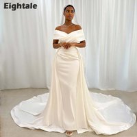 Eightale Arabic Wedding Dress Off the Shoulder Satin Mermaid Arabic Bridal Gown with Detachabale Skirt Islamitische Trouwjurk