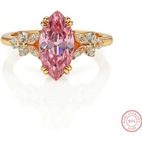 Luxurious Marquise-shaped Diamond 14K Gold Set With Diamonds Women's Ring - French Romance Party And Wedding Jewelry