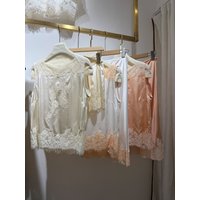2026 Women Lace Patch Silk Set Round Neck Sleeveless Vest + Elastic Waist A-Line Knee-Length Skirt Elegant Ladies Suit