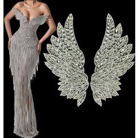 hotfix rhinestones Rhinestone appliqué wing patches are suitable for wedding dresses, evening gowns, and craft decorations.
