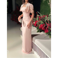 Dubai Customized Exquisite Jersey Pleat Sequined Straight Square Neck Long Dresses Bespoke Occasion Cocktail Sparkle Elegant