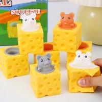 Stress-relieving Pet Cheese Mouse Cheese Pinch Fun Stress Ball Vent Squirrel Cup Prank Toy Fidget Toys