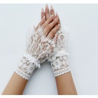 Lace Fingerless Gloves Elastic Mesh Wrist Cuffs Girls Lolita Detachable Eyelash False Sleeves Wedding Party Sweater Dress Decor