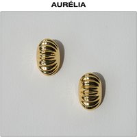 Europe America Fashion Striped Semi Circular Gold Silver Earrings Women Popular Jewelry Trendy