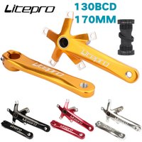 LITEPRO Folding Bike Crank Aluminum 170mm Hollow Integral MTB Mountain Bicycle BCD 130 Crankset Tooth Plate Parts