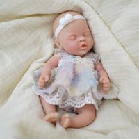 7 Inch Mini Soft Silicone Reborn Doll Lifelike Baby Toy Full Body Bebe Gift for Halloween Christmas