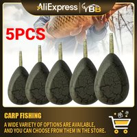 5PCS Crack Texture Inline Carp Lead Sinkers Anti Snag Camouflage Fishing Weights for Long Distance Casting