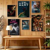 P-Project Hail Mary 2026 Movie Poster HD Self Adhesive Wall Mural Stickers Decals for Bedroom Living Room Home Decor Gift