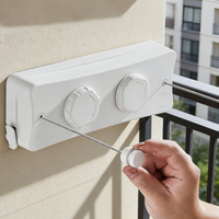 Wall Mounted Clothes Retractable Clothesline of Apartment Clothes Double 16.7Ft Rope Tender Clothes Line Clothes Hangers 304 SUS