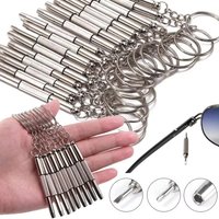 2-12pcs Glasses Screwdriver Eyeglass Screwdriver Watch Repair Kit with Keychain Portable Hand Tools Precision Screwdriver Tools