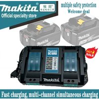 4-Port Quick Battery Charger for Makita 18V (Genuine), Simultaneous Fast Charge BL1860 6.0Ah BL1850 BL1030, Workshop Essential