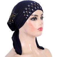 H089 fashion turban hijab with many sequins stones muslim hijabi scarf islamic headscarf hat amira pull on headwrap
