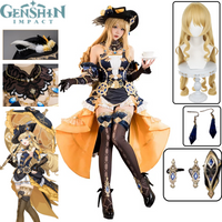 Navia Caspar Cosplay Costume Genshin Impact Fontaine Navia Gothic Rococo Dress Wig Props Set for Convention Halloween Party