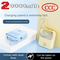 20000mAh Ccc Mini Power Bank Fast Charging Built in Cables Digital Display External Spare Battery for IPhone Xiaomi Samsung