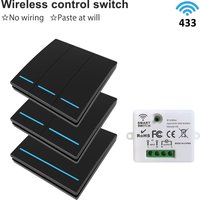 Hococa 433Mhz Wireless Switch Phosphor Strip 1/2/3 Gang 86 Panel 10a Relay Control Led Lamp Receiver Remote Control Switch