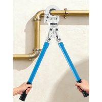6T PEX Crimping Tool Set 360° Rotatable Carbon Steel Ratchet Crimper with 9 Molds for PEX PB Copper Pipe 21.6-29.1in, Blue