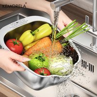 Rice Washer Strainer Bowl Stainless Steel 304 Washing Bowl with Side Drainers for Cleaning Rinsing Fruits, Vegetables And Beans
