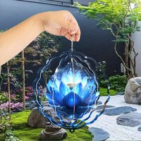 A Vintage Lotus Pattern Metal 3D Wind Chime with a 360° Rotating Hook Creates a Strong Dynamic Artistic Effect for Friends