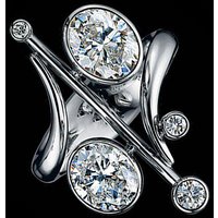 925 Silver Personality Classic Geometric Zircon Ring Ladies Symmetrical Oval Zircon Ring Party Birthday Gift