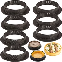DIY 6/8pcs Tart Ring Round Rectangle Perforated Cake Mold Heat-Resistant Mousse Circle Ring French Dessert for Christmas Party