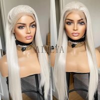 AIMEYA Long Blonde Wigs for Women Synthetic Lace Straight Wig Free Part Natural Hairline Cosplay Synthetic Lace Wigs Daily Wear