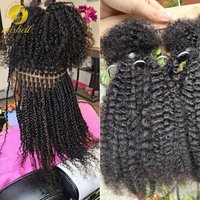 30g/Bundle Afro Kinky Curly Human Hair Bulk Extensions No Weft 16inch for Permanent Micro Locs/Twists/Braids/Repair Locs