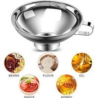 Very Popular 2 Size Stainless Steel Wide Mouth Canning Funnel Salad Dressing Liquid Funnel Hopper Filter Kitchen Tools Gadgets