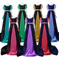 XXXL Regency Tea Party Gown women Cosplay Costume Short Sleeve Vintage Victorian Medieval High Waist Janes Dress