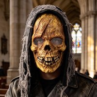 Skeleton Wizard Mask, Intricately Detailed, Hand-Painted, Cosplay Prop, Carnival Novelty Mask Perfect for Themed Parties, Hallow