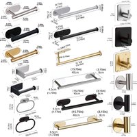 Adhesive Bathroom Hardware Accessories Towel Rack Toilet Paper Dispenser Holder Wall Coat Hooks Towel Rail Ring Roll Hanger Set