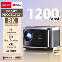 Fintex 8K/4K Support HD 1080P 1200ANSI X5 Projector With 5W Speaker Android 9.0 WiFi6 BT5.4 Outdoor Video Home Theater Projector