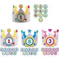 Felt Birthday Cap Durable Creative Interchangeable Numbers Crown Children Day Gift for Girls Boys Birthday Party Decor