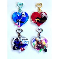Undertale AU Sans Double Sided Heart Acrylic Keychain Error Ink Fell Sans Game Bag Pendant Fans Collectible Gift