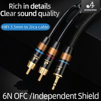 Câble audio HIFI 3,5 mm vers 2RCA, câble audio 6N OFC HiFi pour téléphone, ordinateur vers amplificateur, câble audio AUX RCA Jack 3,5, câble répartiteur Y