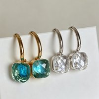 Fashion Sparkling Square Synthetic Zirconia Pendant Earrings for Women Elegant Charm Design Banquet Festival Jewelry Accessories