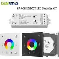 Contrôleur LED sans fil avec télécommande RF, 5 canaux, 2.4G, RGBCCT, RGBW, RGBWW, RGB, CCT, bandes lumineuses, document, ChDIK, DC 12V, 24V