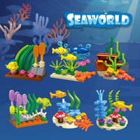 Ocean Series Building Blocks Clown Fish Lobster Turtle Seaweed Underwater World Model Bricks Educational DIY Toys Holiday Gifts