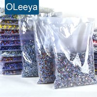 OLeeya Wholesale Bulk Glass Cystal Hotfix Rhinestones Glitter Multi Colors Strass Stones Diamond Art Accessories стразы DIY